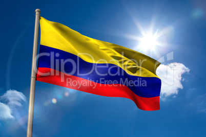 Colombia national flag on flagpole
