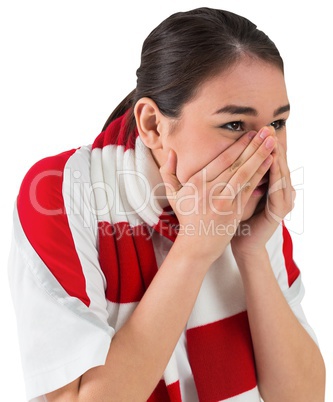 Nervous football fan looking ahead