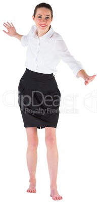 Businesswoman performing a balancing act