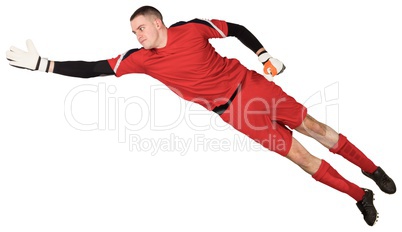 Fit goal keeper jumping up