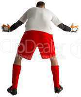 Goalkeeper in red and white ready to catch