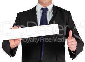 Businessman showing blank white card