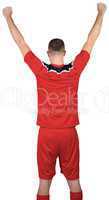 Excited football player cheering