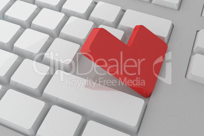 White keyboard with red key White keyboard with red key