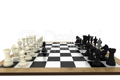 Black and white chess pieces on board