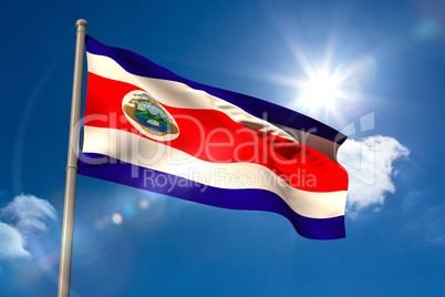 Costa rica national flag on flagpole