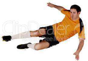 Football player in orange jumping