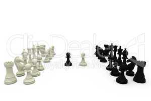 Black and white chess pieces
