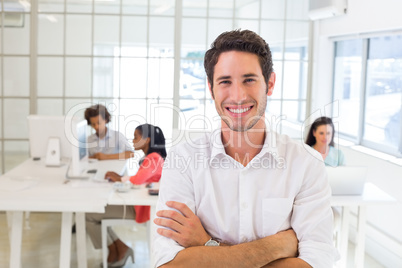 Cheerful business man at work