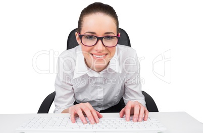 Businesswoman typing on a keyboard