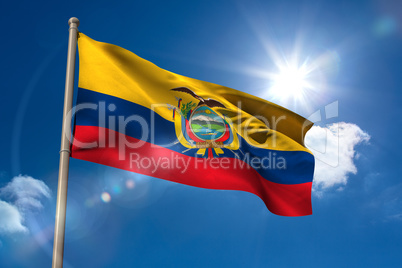 Ecuador national flag on flagpole