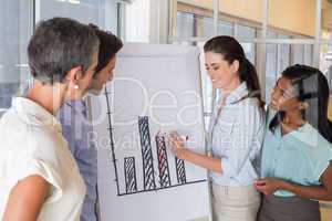 Business people working on graph for presentation