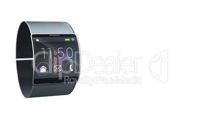 Futuristic black wrist watch with app menu Futuristic black wrist watch with app menu
