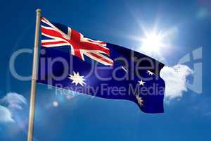 Australia national flag on flagpole