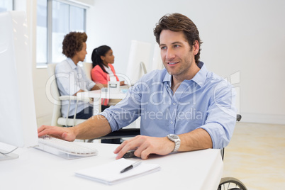 Businessman with disability works hard