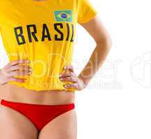 Fit girl in bikini and brasil tshirt