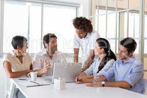 Attractive business people working together