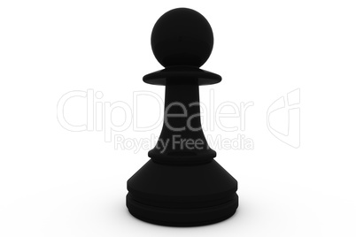 Digitally generated black pawn standing alone