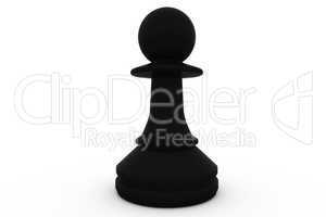 Digitally generated black pawn standing alone