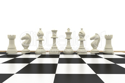 White chess pieces on board