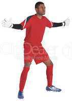 Goalkeeper in red ready to save