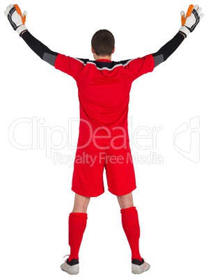 Rear view of goal keeper