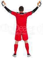 Rear view of goal keeper