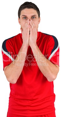 Nervous football player looking ahead