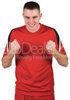 Excited football player cheering
