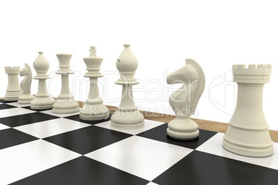 White chess pieces on board