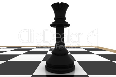 Black queen on chess board