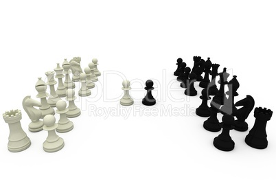 Black and white chess pieces