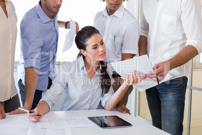 Attractive businesswoman working with businessmen