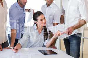 Attractive businesswoman working with businessmen