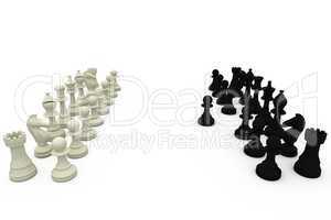 Black and white chess pieces