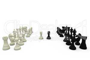 Black and white chess pieces