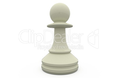 Digitally generated white pawn standing alone