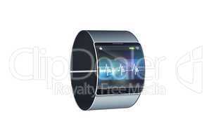 Futuristic black wrist watch with display
