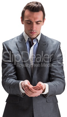 Businessman presenting with hands