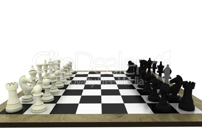 Black and white chess pieces on board