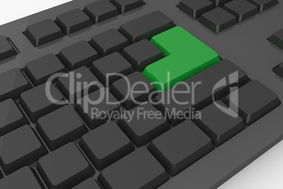 Black keyboard with green key