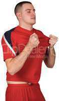 Excited football player cheering