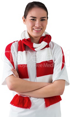 Football fan in white wearing scarf