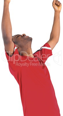 Excited handsome football fan cheering