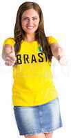 Pretty football fan in brasil t-shirt