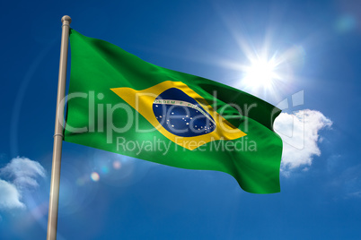 Brazil national flag on flagpole