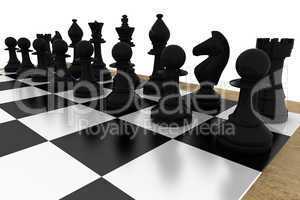 Black chess pieces on board