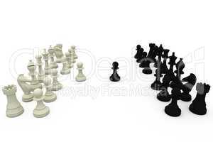 Black and white chess pieces