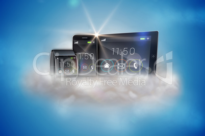 Smartphone tablet pc and futuristic wristwatch