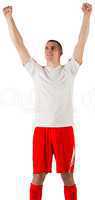 Excited football player cheering